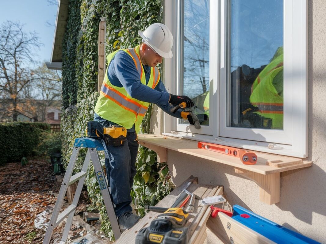 Proces instalacji parapetu zewnętrznego na budynku